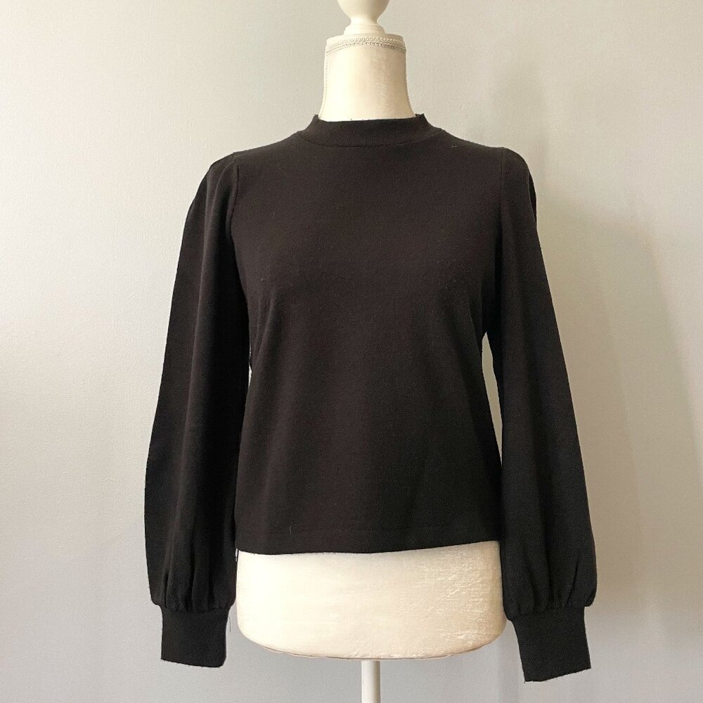 Madewell Black Women's Puff-Sleeve Pullover Sweater Size S